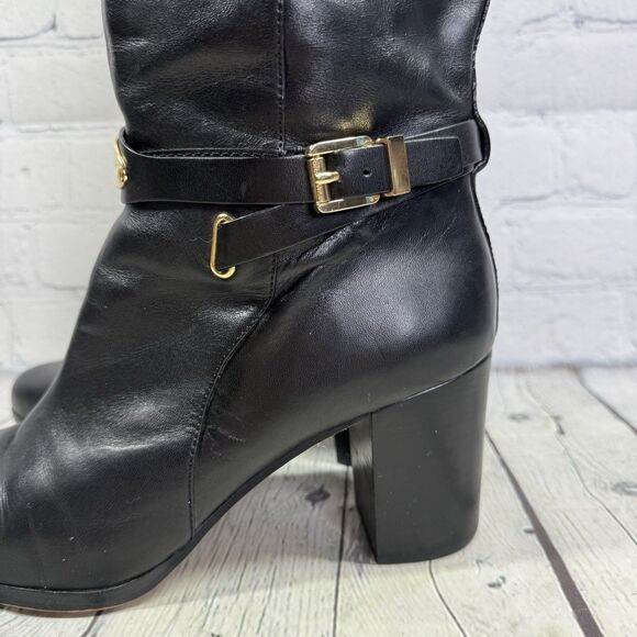 Michael Kors Riding Boots Women Size 11 Black Leather Preppy Heel Equestrian - Picture 11 of 15
